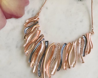 Rose Gold Statement Necklace, Necklaces For Women, Chunky Necklace, Fashion Jewellery, Gift For Her, Short Necklace, Mothers Day Gift,