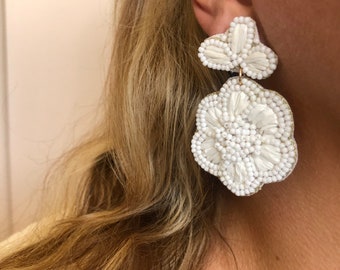 Bead Raffia Earrings | Etsy