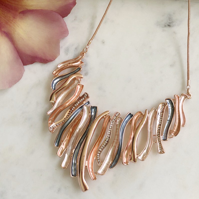 Rose Gold Statement Necklace, Necklaces For Women, Chunky Necklace, Fashion Jewellery, Gift For Her, Short Necklace, Mothers Day Gift, image 3