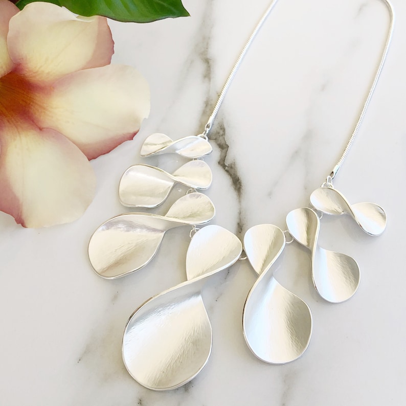 Silver Statement Necklace Bib Necklace Necklaces for Women Etsy Canada