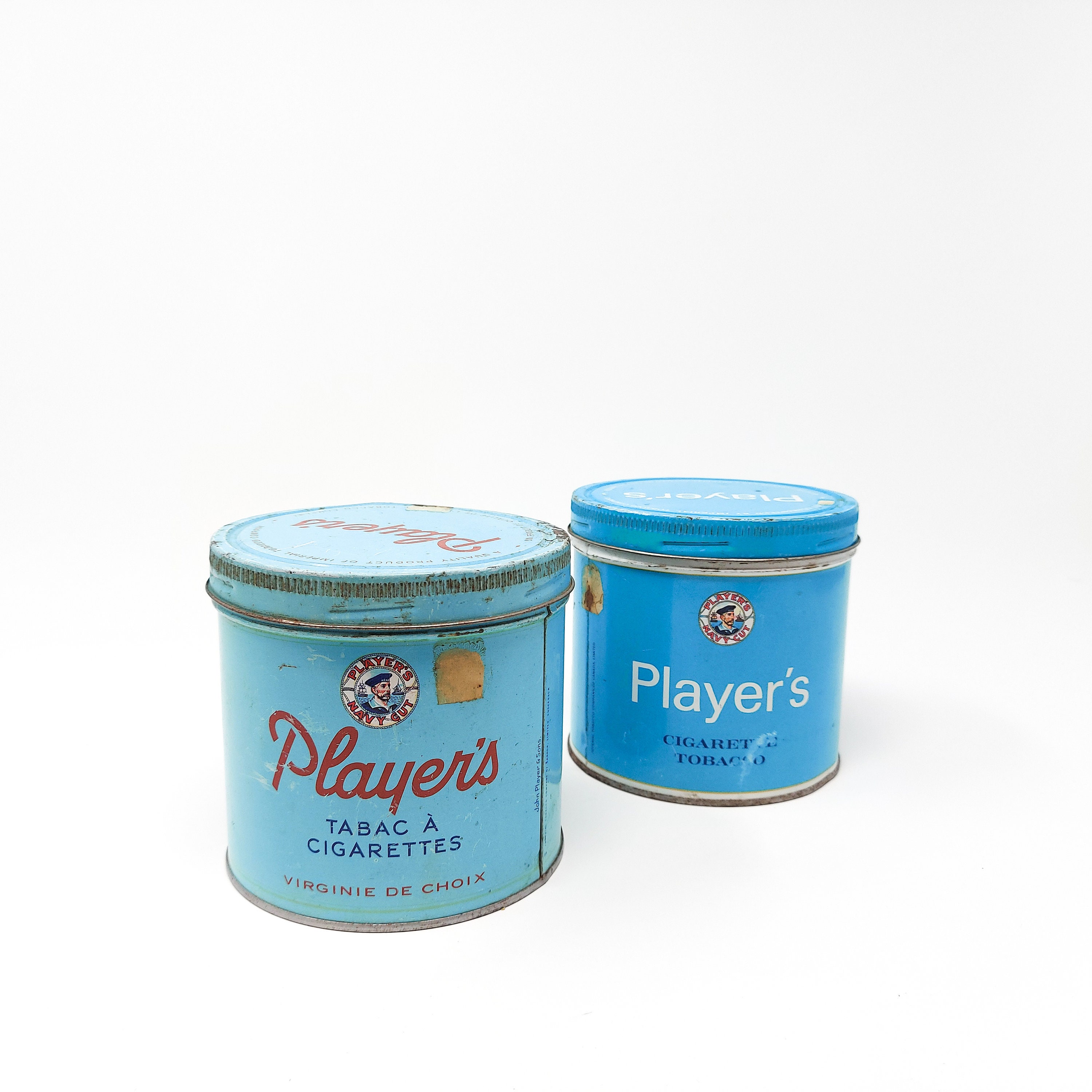 players tobacco Vintage Metal Boxes of Players Tobacco Cigarettes - Blue