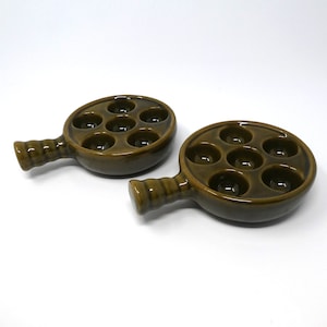 Set of two vintage ceramic Escargot (snail) dishes - 6 holes - Beauceware model 2339 - 70s