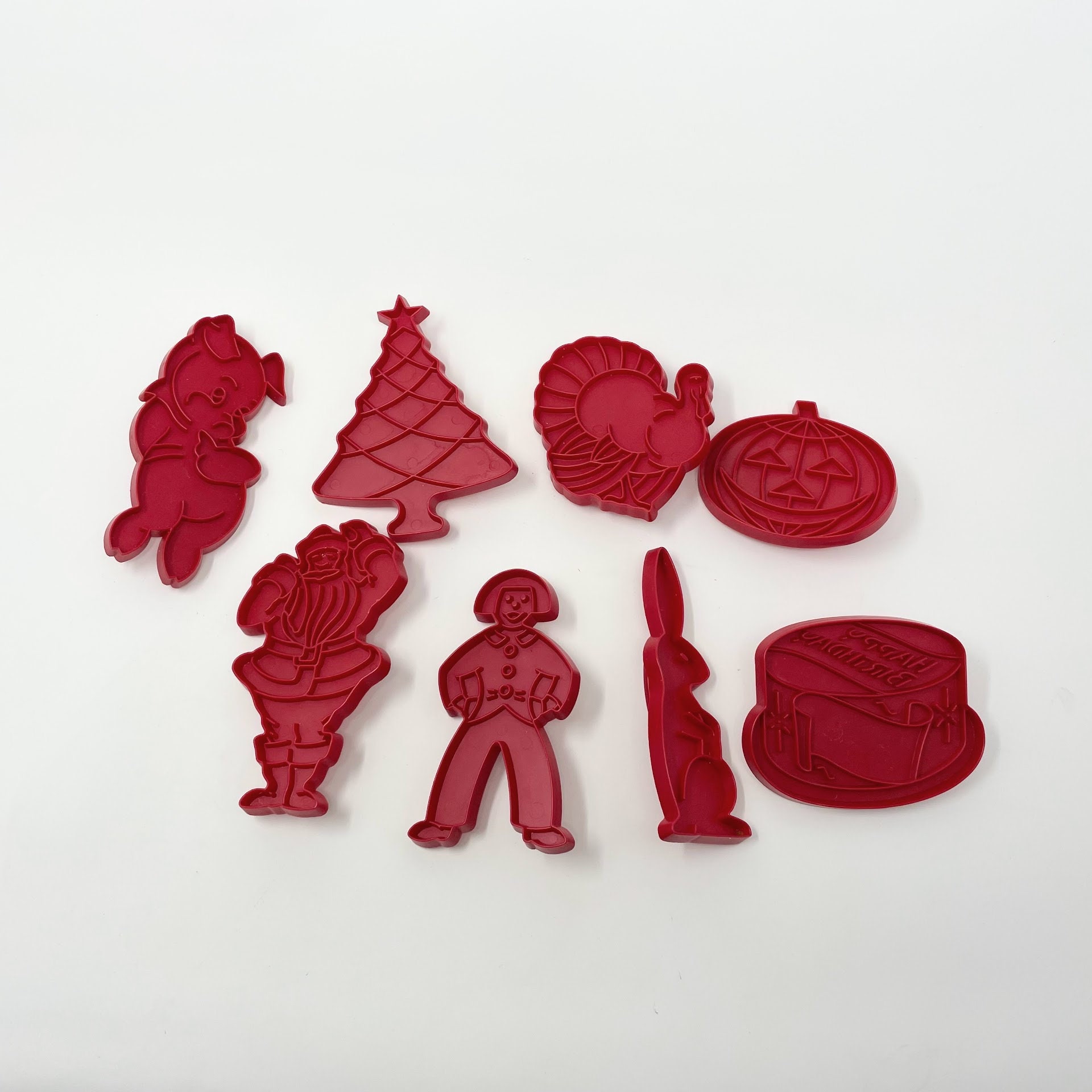 Ruby Cookie Cutter Set of 8 Tupperware Cookie Cutters Vintage Red Plastic Cookie Cutters ...