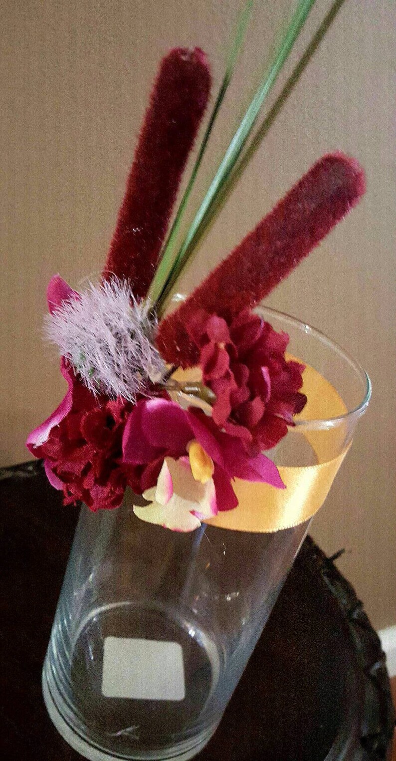 Wedding Centerpiece Vase Set Autumn Fall Burgundy Golden Etsy