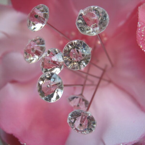 WEDDING BOUQUET JEWELS Gems Bridal Floral Flower Crystal Pins Centerpiece Bling 100 Count Classy Reception Wedding Cake  Decor Party Favor !