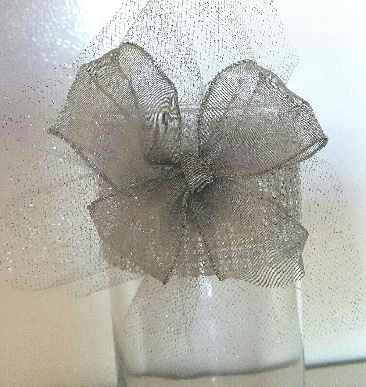 Rhinestone Organza and Ribbon Vases Wedding Centerpiece Bridal Etsy