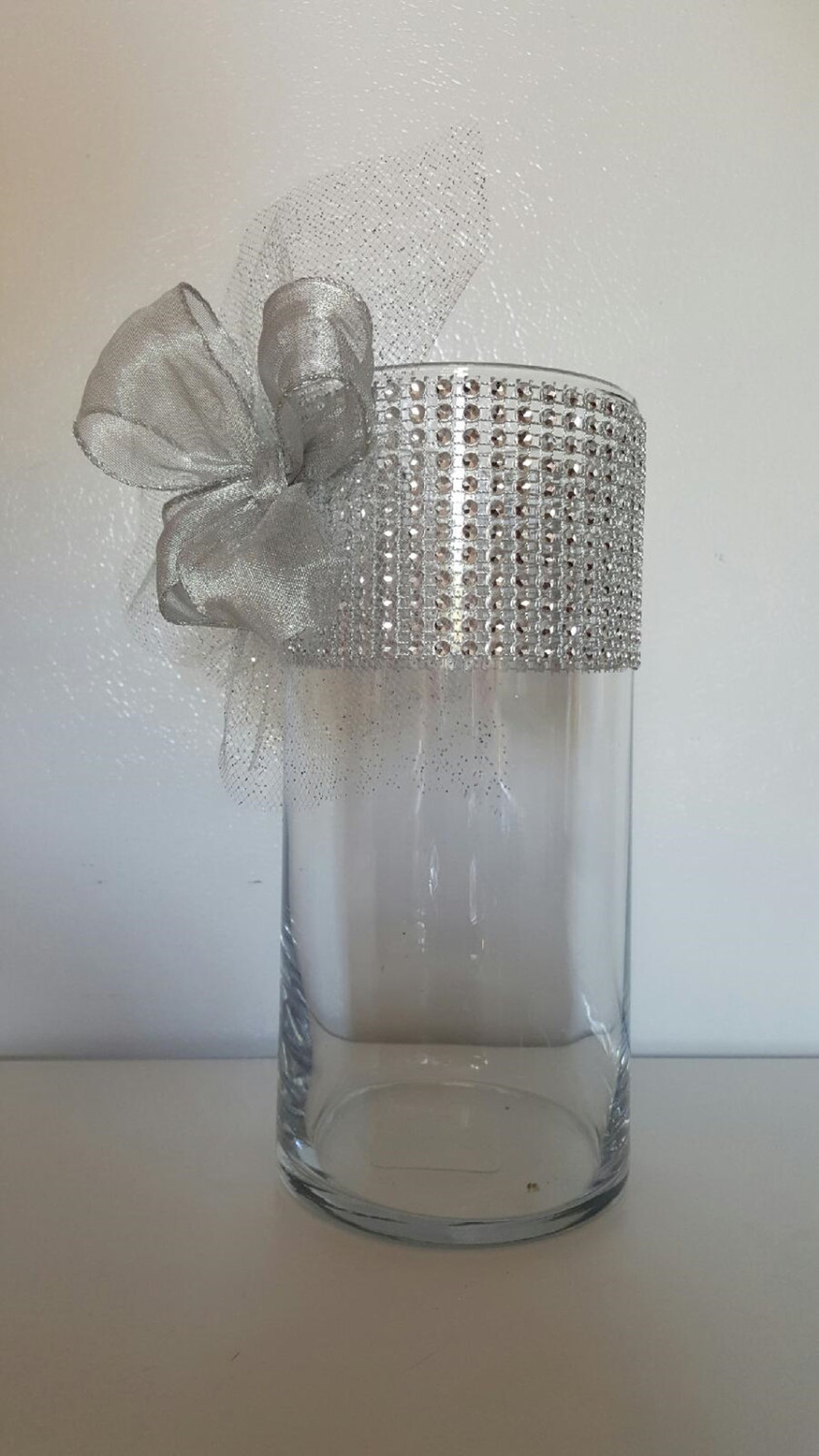 Rhinestone Organza and Ribbon Vases Wedding Centerpiece Bridal Etsy