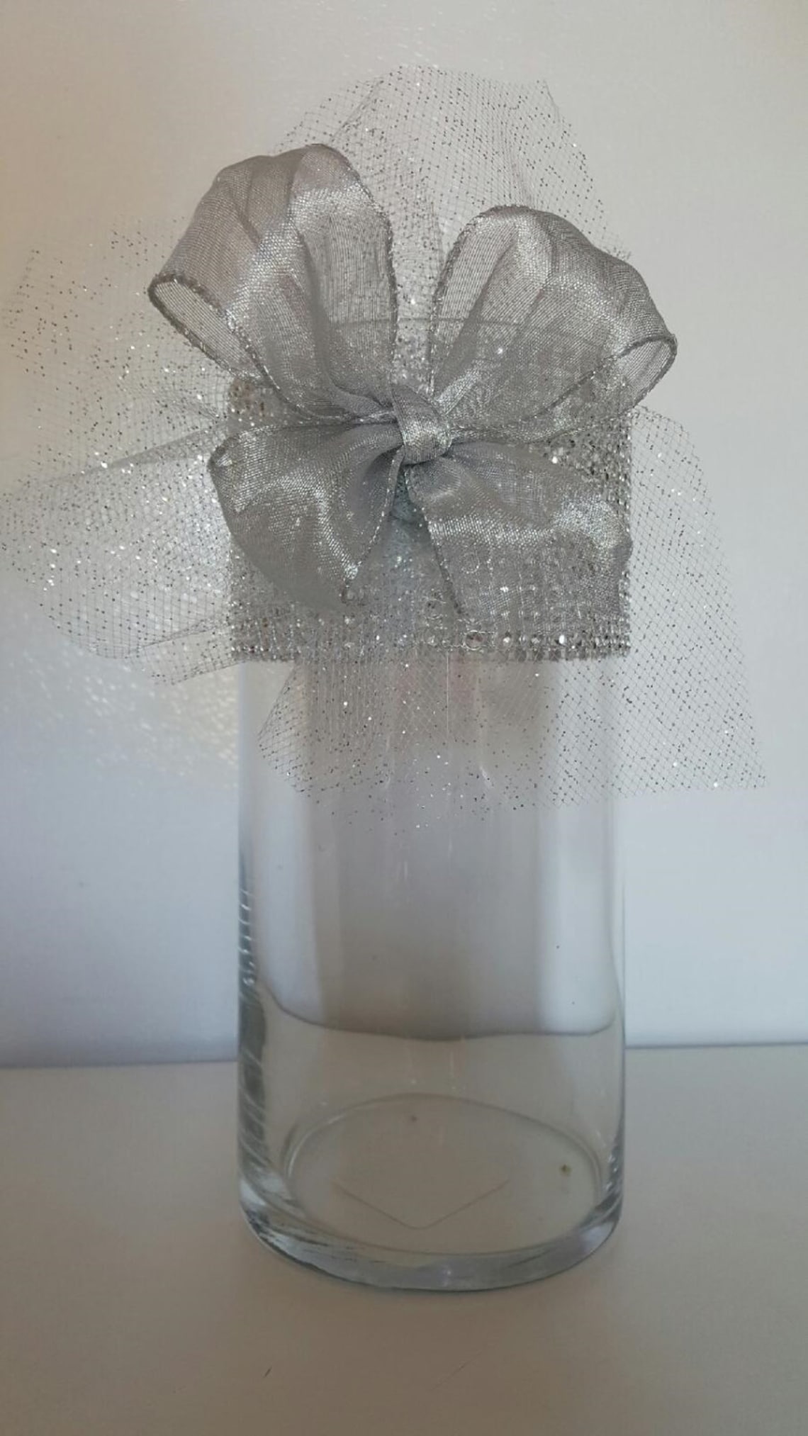 Rhinestone Organza and Ribbon Vases Wedding Centerpiece Bridal Etsy