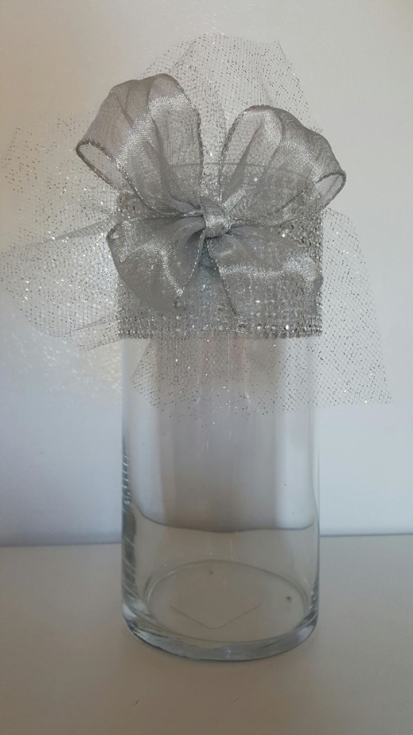 Rhinestone Organza and Ribbon Vases Wedding Centerpiece Bridal Etsy