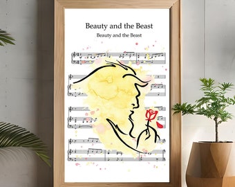 Beauty And The Beast |Sheet Music Poster Print | INSTANT DIGITAL DOWNLOAD