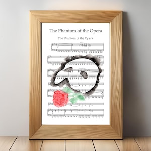Phantom Of The Opera | Sheet Music Poster Print | INSTANT DIGITAL DOWNLOAD