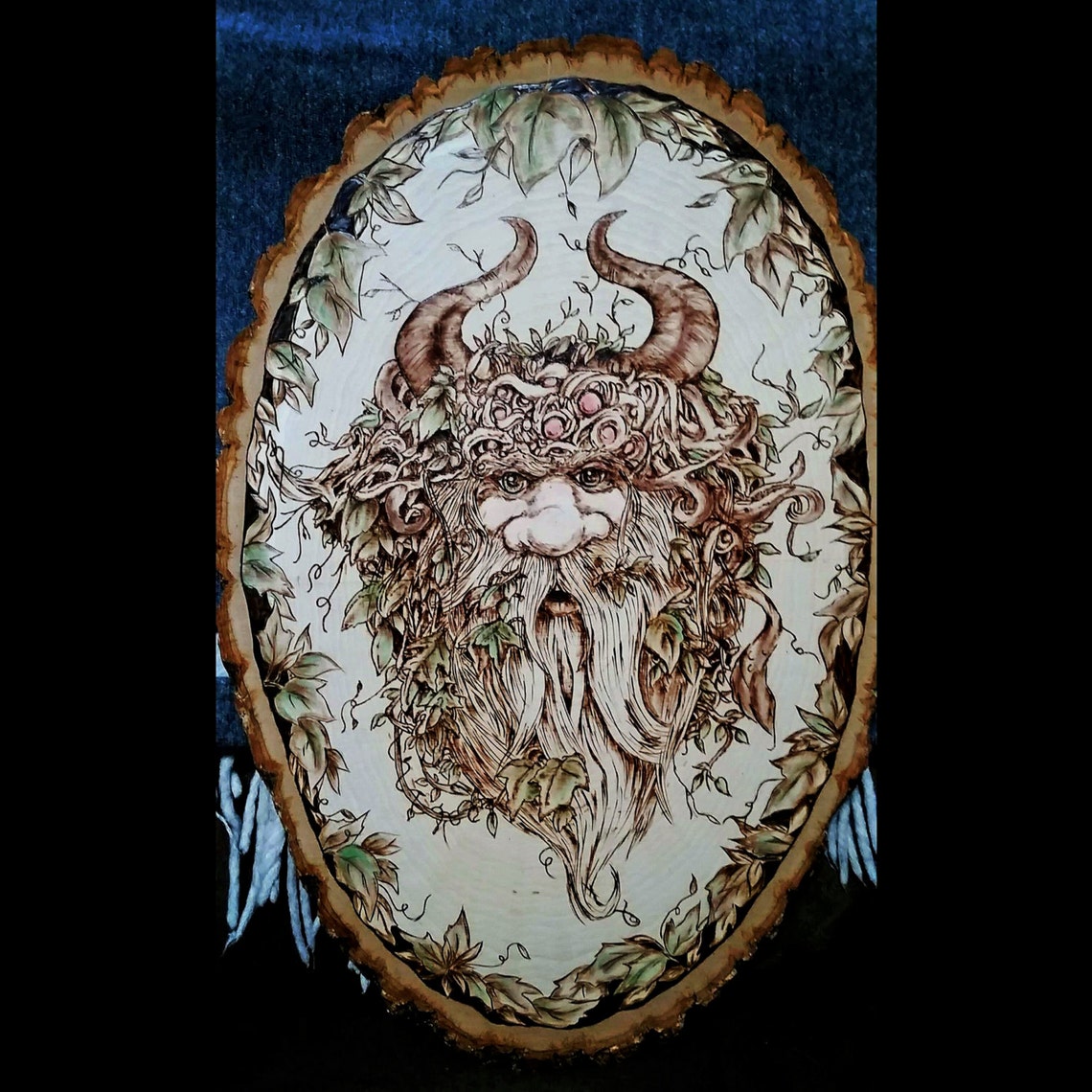 Greenman rustic wood plaque Etsy