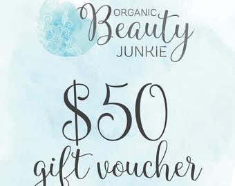 Gift Certificate - Gift Card - Organic Beauty Junkie Gift Card - Organic Gift Idea - Gifts for Her - Gifts for Girls - Holiday Gifts