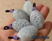 10PCS (Wholesale) Fu Bat 福 钱币 Natural Grade A Green Jade ICE Jadeite Chinese Carved ,Burma Pendant necklace burmese jade