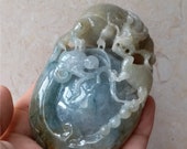 High quality Burma Jadeite Dragon and Turtle Ruyi Hand Held Massage Good polishing Hand craved Natural Grade A Green Jade Pendant Gemstone