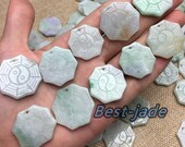 30PCS Wholesale) Amulet Hollow out Hand carved Natural Grade A Jade ICE Jadeite necklace Trigram Baby pendant Lady Chinese New year gift
