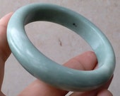 2.37in Green Natural Chinese Ice Jade Bangle Bracelet Lady Hand carved Chain Green Jadeite women inside Natural stone