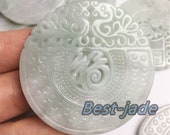 10 pcs (福到临门) Grade A Natural dragon fish necklace Green Jade ICE Jadeite Chinese Carved ,birthday gift men 39 s Pendant