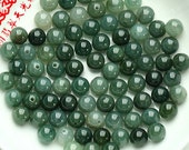 100PCS (Wholesale) 3mm 13mm Grade A Chinese ICY Jade Jadeite Flat RoundNESS Beads Ball GREEN WHITE Gray Best-jade Ice jadeit glass