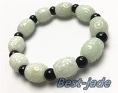 BIG beads 14mm Jade Grade A Natural Jadeite Hand carved Jade Round bead man bangle men 39 s Bracelet male Chain Burma stone string rope