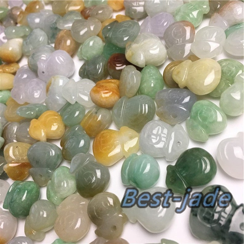 30PCS Grade A Jadeite Wallet pendant Natural Grade A Stone Green Jade ICE Jadeit Chinese Beads,Myanmar Baby hang necklace Blume