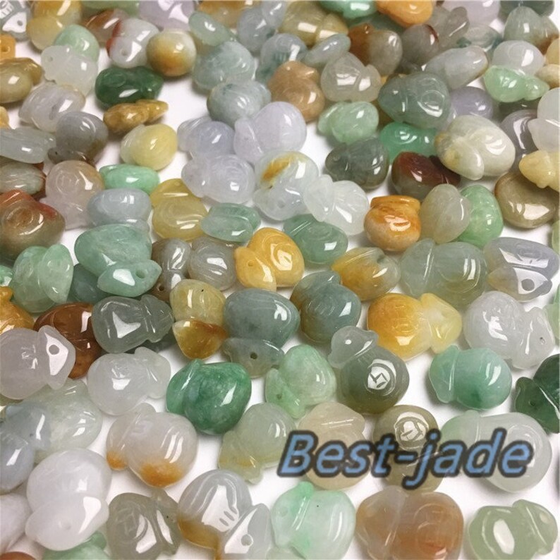 30PCS Grade A Jadeite Wallet pendant Natural Grade A Stone Green Jade ICE Jadeit Chinese Beads,Myanmar Baby hang necklace Blume