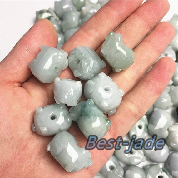 30PCS Grade A Jadeite Wallet pendant Natural Grade A Stone Green Jade ICE Jadeit Chinese Beads,Myanmar Baby hang necklace Blume