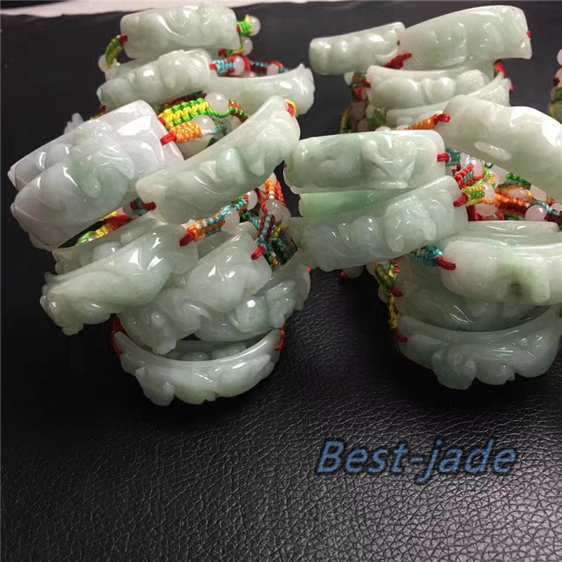 Pixiu bangle Jade Grade A Natural Jadeite Hand carved Jade Bracelet Chain Burma stone Armband Bracelete \u0411\u0440\u0430\u0441\u043b\u0435\u0442 rope