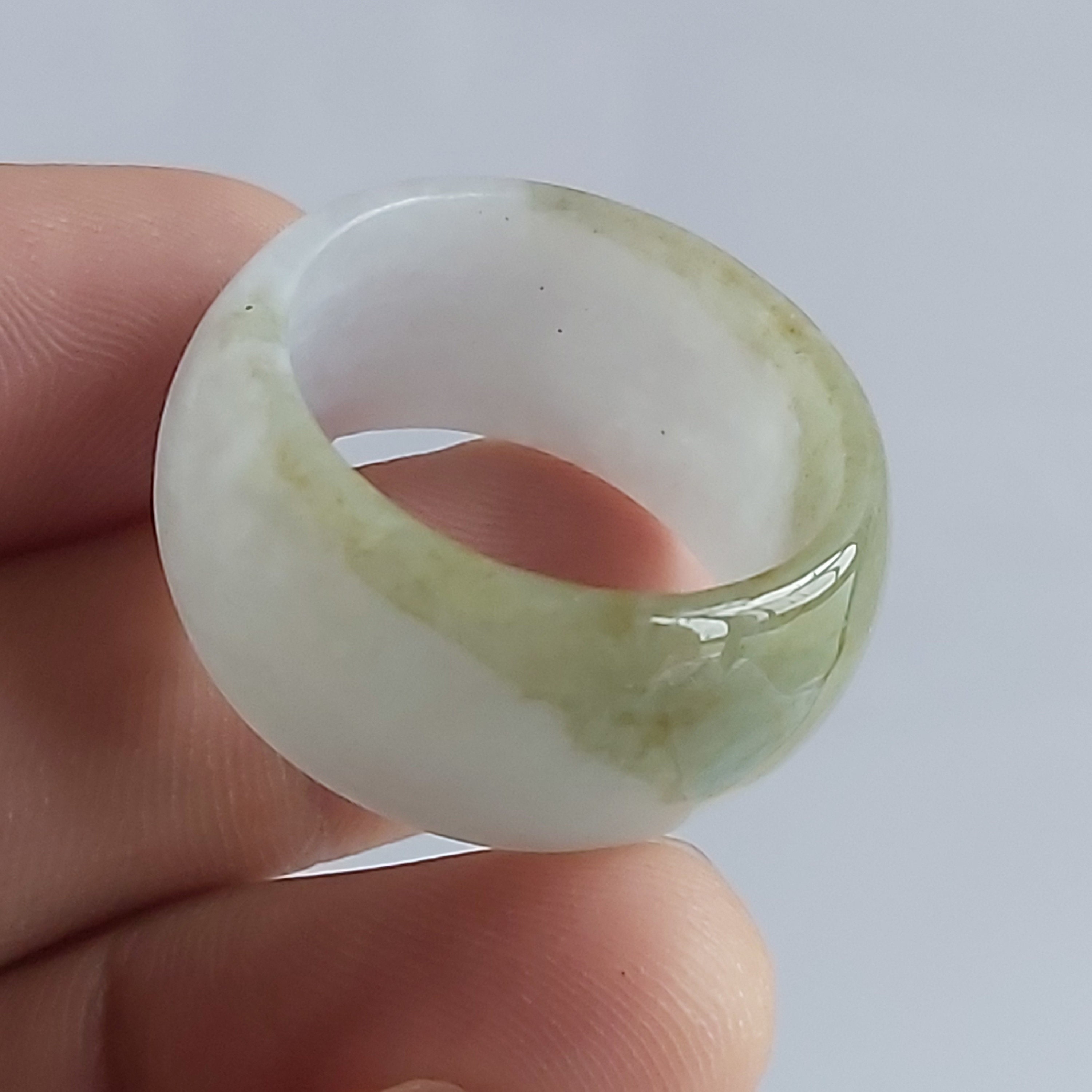 Big 24.2mm Natural Burma jade wide Band Ring Real Jadeite Hand Etsy