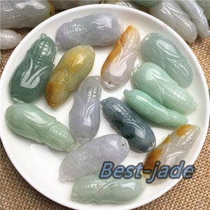 30PCS Grade A Jadeite Wallet pendant Natural Grade A Stone Green Jade ICE Jadeit Chinese Beads,Myanmar Baby hang necklace Blume