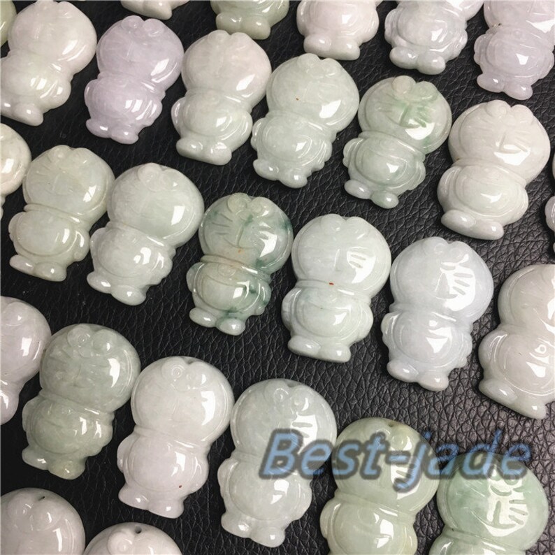 Doraemon ドラえもん baby Pendant Natural jadeite Grade A Children Kid Burma Jade