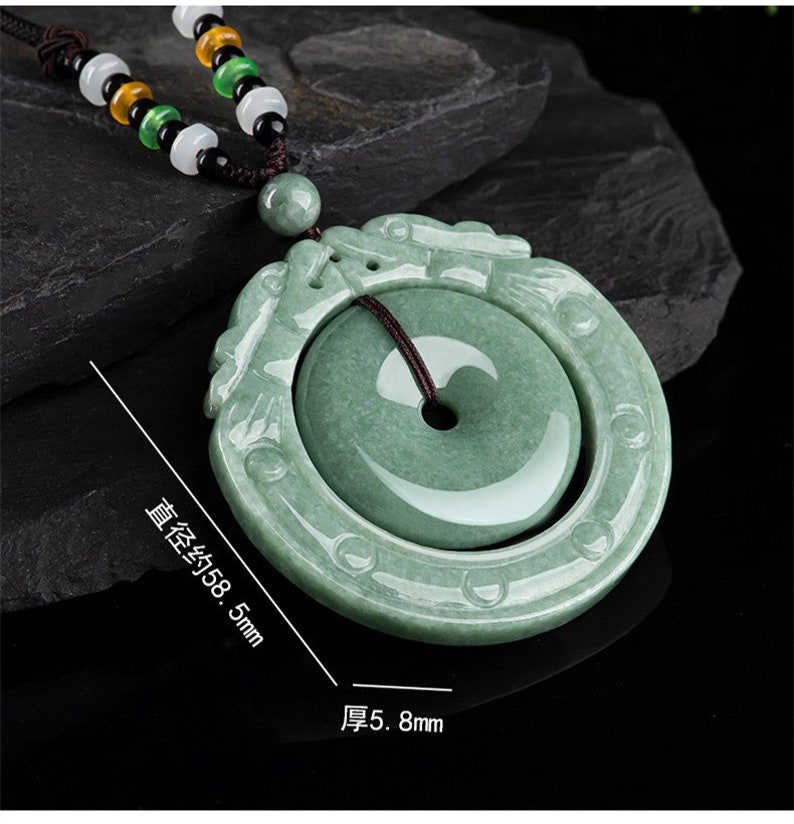 BIG Donut Ring Lucky Pendant Natural Grade A Dragon Green Jade - Etsy