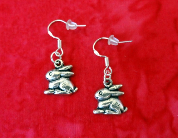 Bunny Rabbit .925 Sterling Silver Earrings by Peter Stone Jewelry