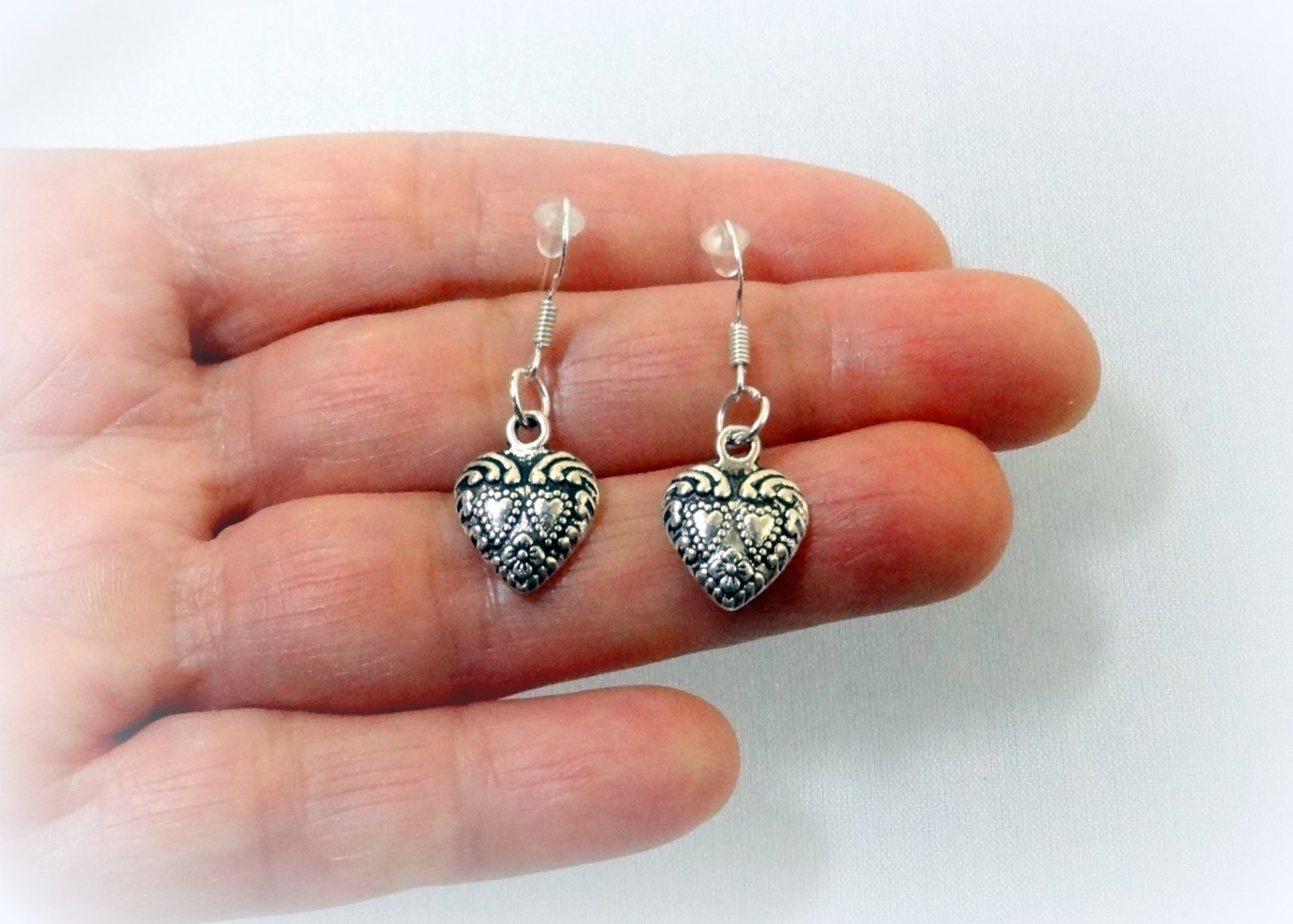 50 SALE Valentines Day Earrings..Silver Heart Earrings.Heart Etsy