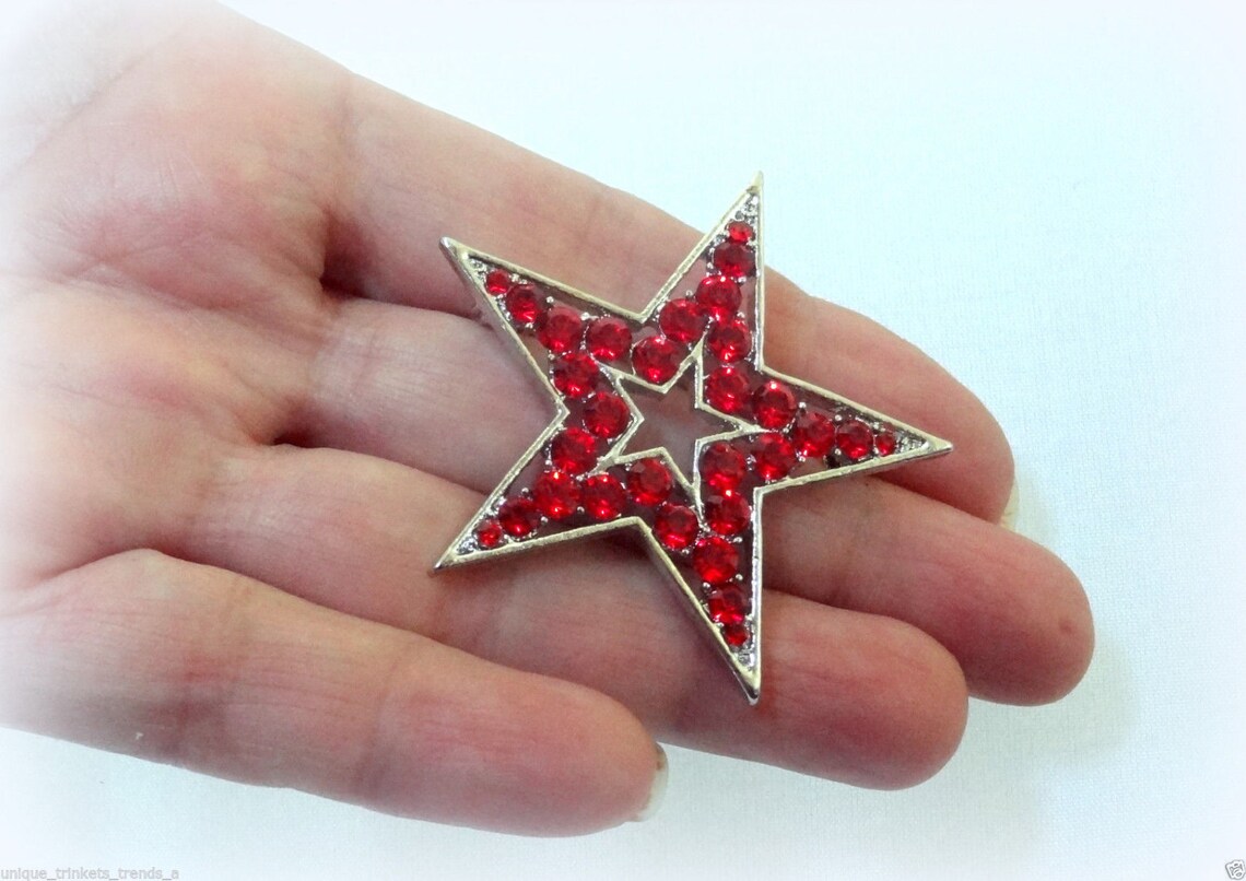 50% SALE..Red Star Pin..Red Star Brooch..Christmas Star  Etsy