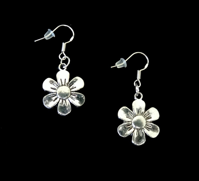 50% SALE Silver Flower Earrings..Flower Power Earrings..Hippie | Etsy