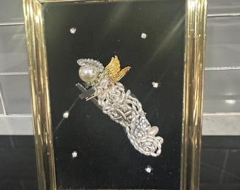 Framed Vintage Jewelry Art Angel