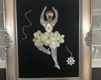 Framed Vintage Jewelry Art Ballerina