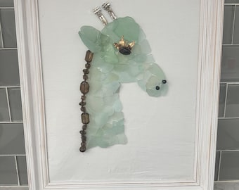 Framed Vintage jewelry Art Giraffe