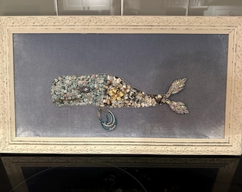 Framed Vintage Jewelry Art Whale