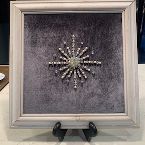 Framed Vintage Jewelry Art Snowflake!