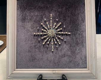 Framed Vintage Jewelry Art Snowflake!