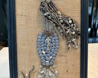 Framed Vintage Jewelry Art Mermaid