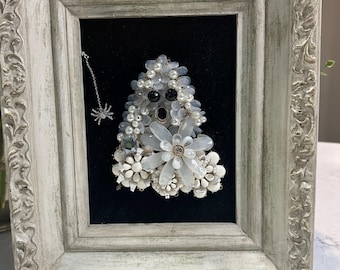 Framed Vintage Jewelry Art Ghost