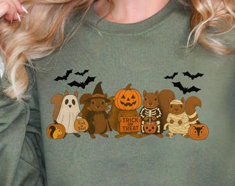 Halloween-sweater eekhoorn grappige eekhoorn wilde Halloween-trui eekhoorn minnaar geschenken retro eekhoorn Halloween-trui spookachtig seizoen