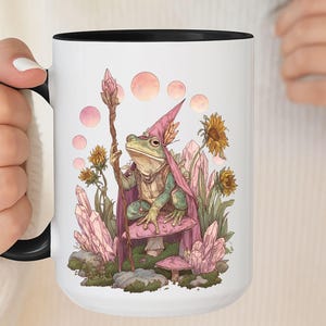 Mug grenouille sorcier, mug Frogcore, mug grenouille cottage, mug cristal Witchcore Mug grenouille céleste, trucs de sorcière, amateur de grenouille gobelincore