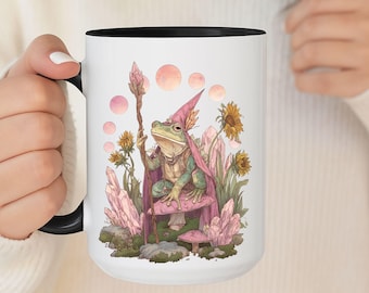 Wizard Frog Coffee Mug, Frogcore Mug, Cottagecore Frog Mug, Crystal Witchcore Mug Celestial Frog Mug, Witch stuff, goblincore Frog lover