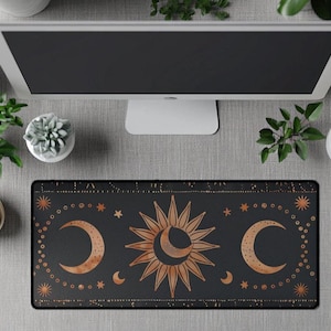 Celestial Mouse Pad, Sun & Moon Desk Mat, Vintage Astrology-Inspired Desk Mat, Whimsigoth, Fairy Grunge deskmat Witchy stuff, witch decor