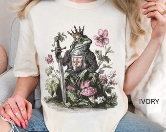 Frog King Shirt, Medieval Frog, Knightcore Royal Frog Tee, Fairy Tale Frog Shirt, Cottagecore Frog Prince Shirt, Whimsigoth Shirt goblincore