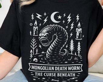 Mongolian Death Worm Shirt, Unisex Cryptid shirt, Occult Creature Shirt, folklore fairy grunge shirt, Sandworm shirt, horror tee, goth shirt